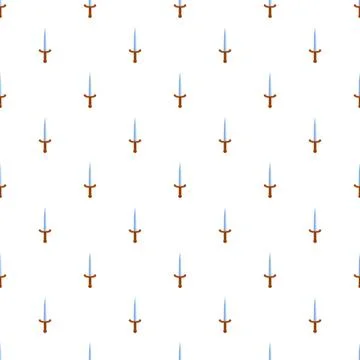 Medieval sword weapon repeating pattern on white background Stock Illustration