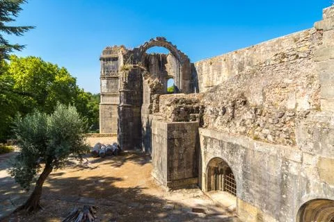 Medieval Templar castle in Tomar Stock Photos