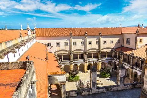 Medieval Templar castle in Tomar Stock Photos