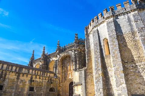 Medieval Templar castle in Tomar Stock Photos