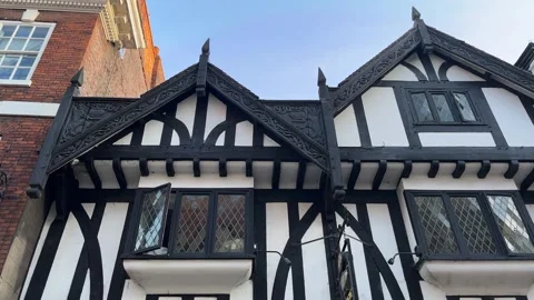 Medieval timber frame architecture in York 库存影片 330751232