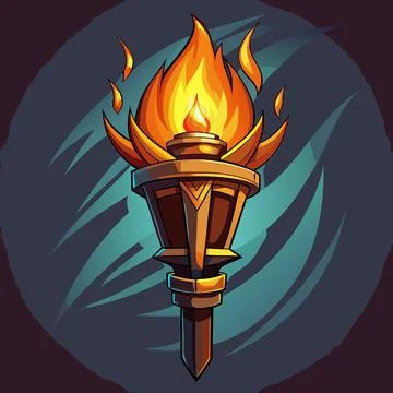 Medieval Torch with Flickering Flames Stock Illustration