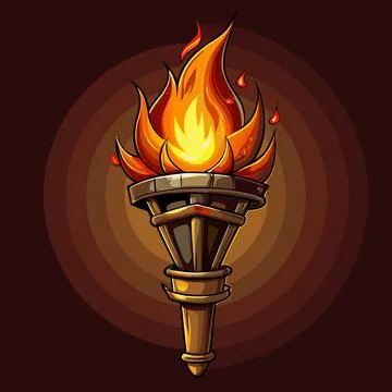 Medieval Torch with Flickering Flames Stock Illustration