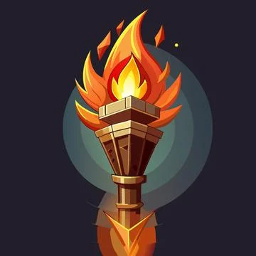 Medieval Torch with Flickering Flames Stock Illustration