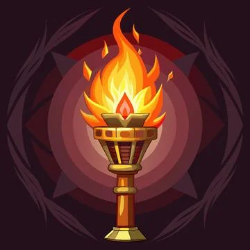 Medieval Torch with Flickering Flames Stock-Illustration