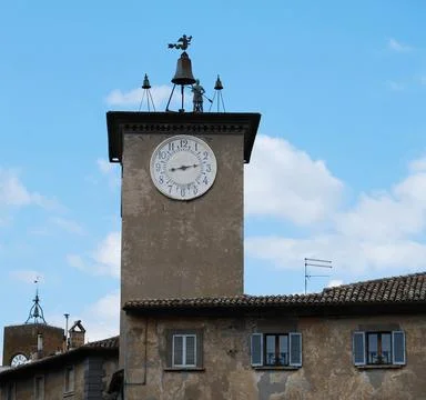 Medieval Torre del Moro, clock tower, in Orvieto. Italy. 스톡 사진