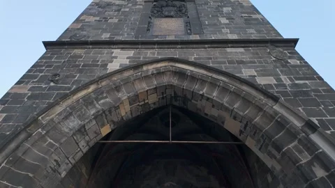 Medieval tower of Prague's Old Town on Charles Bridge, Czech Republic. Stock Footage 294011588
