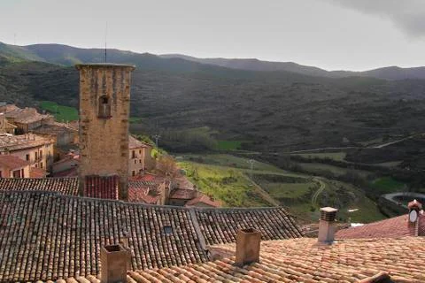 Medieval tower in rustic town Stock Photos