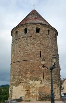 Medieval tower in a small town Stock Photos