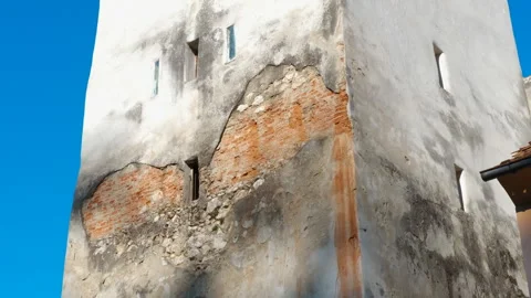 Medieval tower under blue sky Stock Footage 304756865