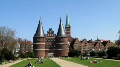 Medieval town gate Stock Footage 696915