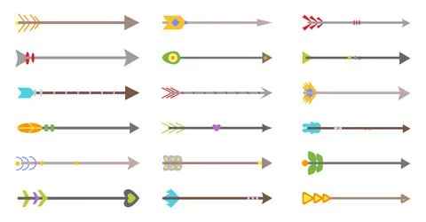Medieval tribal arrows bow vector color flat Stock Illustration