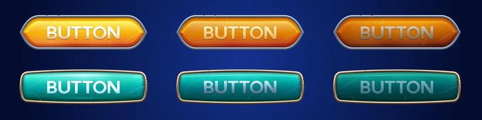 Medieval ui game button frame sprite for animation Stock Illustration