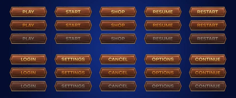 Medieval ui game button frame sprite for animation Stock Illustration