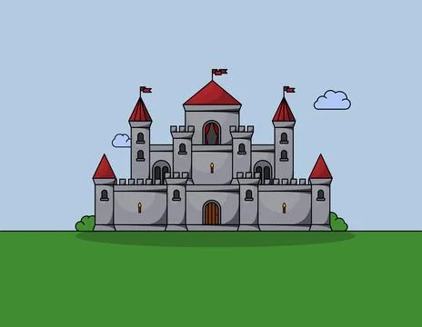 Medieval vector castles icon set. Cartoon fairy tale castle tower icon. Stock Illustration