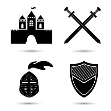 Medieval Vector Icons Set Stock Illustration