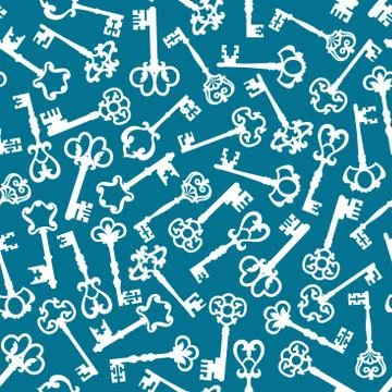 Medieval vintage keys seamless pattern Stock Illustration