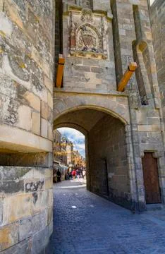 Medieval walls and churches of Guerande, France Stock Photos