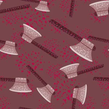 Medieval war seamless random pattern with hatchet silhouettes and blood splas Illustrazione stock