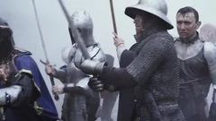 Medieval soldier in chainmail armor and , Stock Video