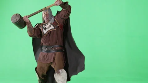 Medieval Warrior On Green Screen 스톡 동영상 33292811