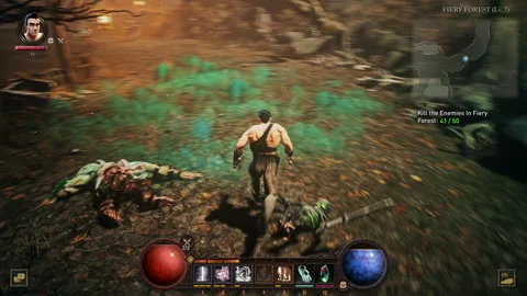 Medieval warrior Hero defeated by the level boss enemy in the action video game Video stock 262936409