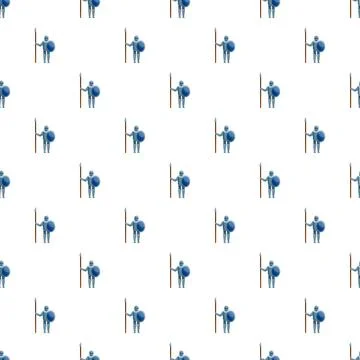 Medieval warrior knights with spears vector pattern Illustrazione stock