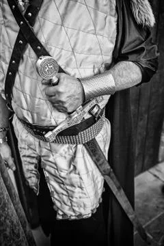 Medieval warrior with sword Stock Photos