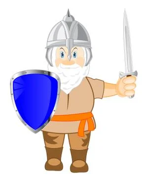 Medieval warrior with weapon Stock Illustration