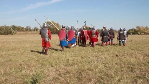 Medieval warriors Stock Footage 75875856