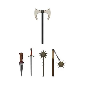 Medieval weapon collection for historical combat and fantasy Stock Illustration