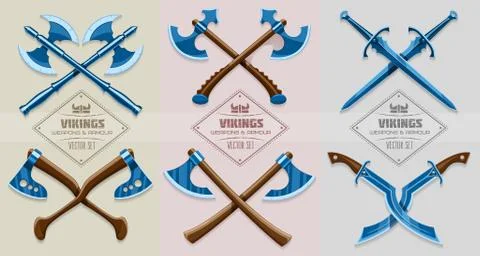 Medieval weapons of ancient vikings Stock Illustration