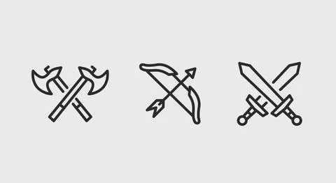 Medieval Weapons Icons Stock Illustration