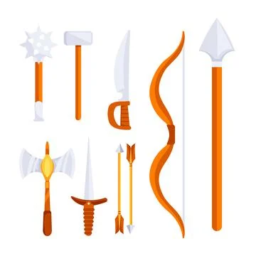 Medieval weapons set. Post apocalyptic swords. Game weapon icon 스톡 일러스트