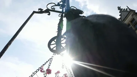 Medieval well in the castle square. Stock Footage 105871059