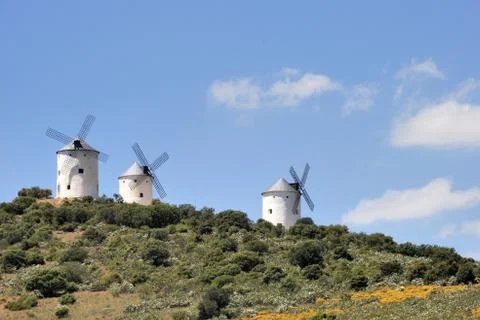 Medieval windmills in Spain Stock Photos