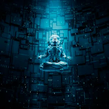 Meditating astronaut concept イラスト素材