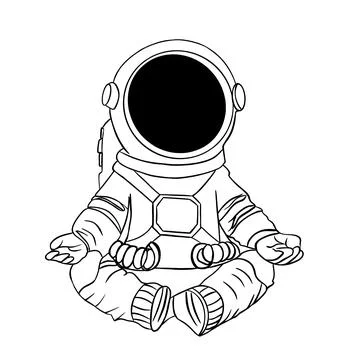 Meditating astronaut resting before flight Stock Illustration