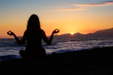 Meditating at the Beach Foto stock