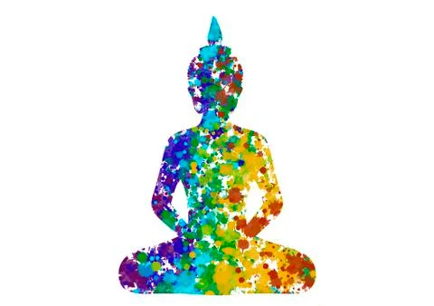 Meditating Buddha posture in rainbow Stock Illustration