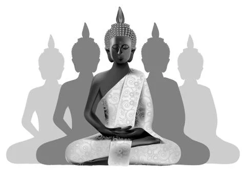 Meditating Buddha posture in silver Stock Illustration