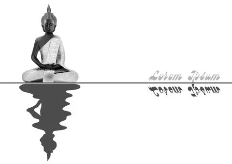 Meditating Buddha posture in silver Stock Illustration