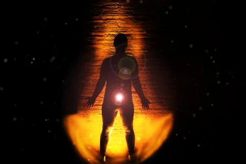 Meditating Divine human in standing pose. Stock-Illustration