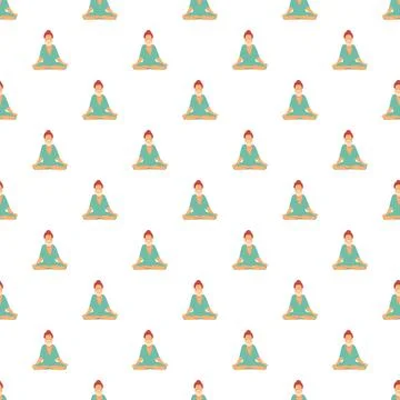 Meditating guru practicing yoga in seamless pattern Stock Illustration