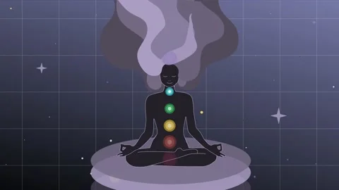 Meditating Human Silhouette in a Lotus Position Animation.  Stock Footage 239368009