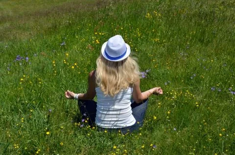 Meditating lady Stock Photos
