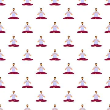 Meditating man in lotus pose seamless pattern Stock Illustration