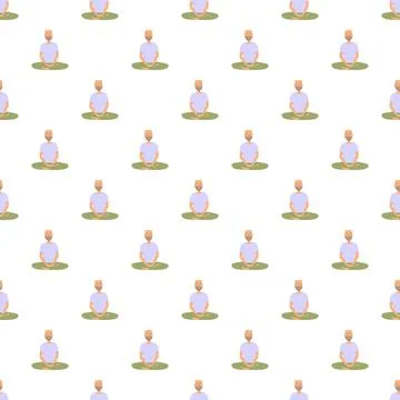 Meditating man seamless pattern for yoga and zen concepts Stock Illustration