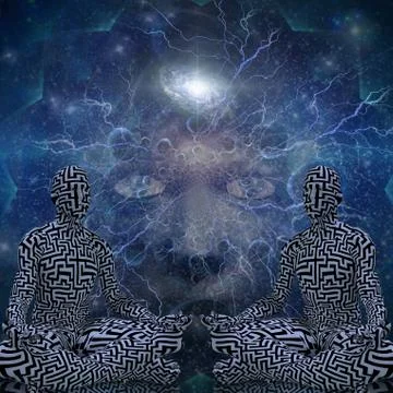 Meditating Men Stock Illustration