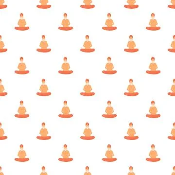 Meditating monk seamless pattern for spiritual design Stock Illustration